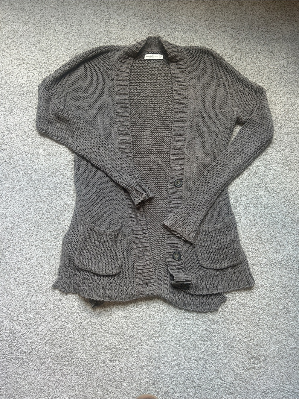 Abercrombie & Fitch Chunky Open-Front Cardigan - Gray/Oyster